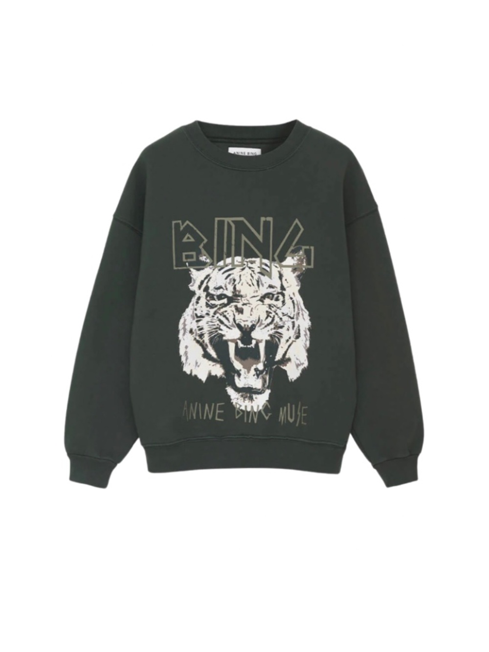 Anine Bing Tiger Sweatshirt in Forest Green